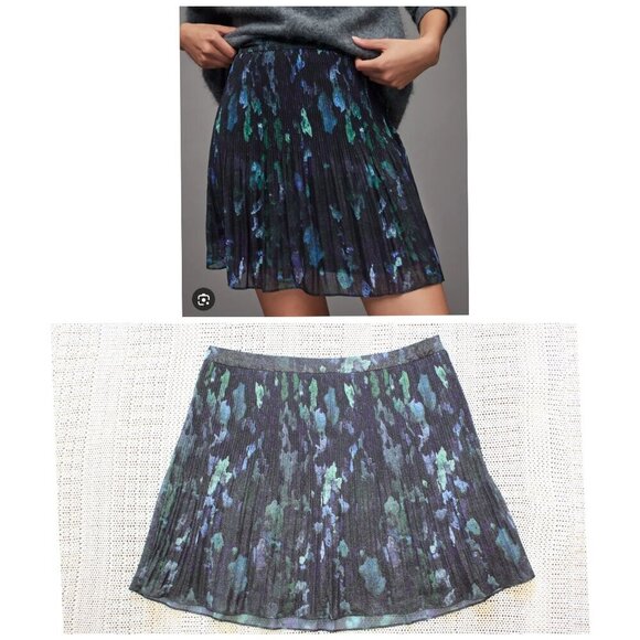 All Saints Cora Alva Pleated Mini Skirt Size 12 US Jewel Blue Zipper Coquette - Picture 1 of 10
